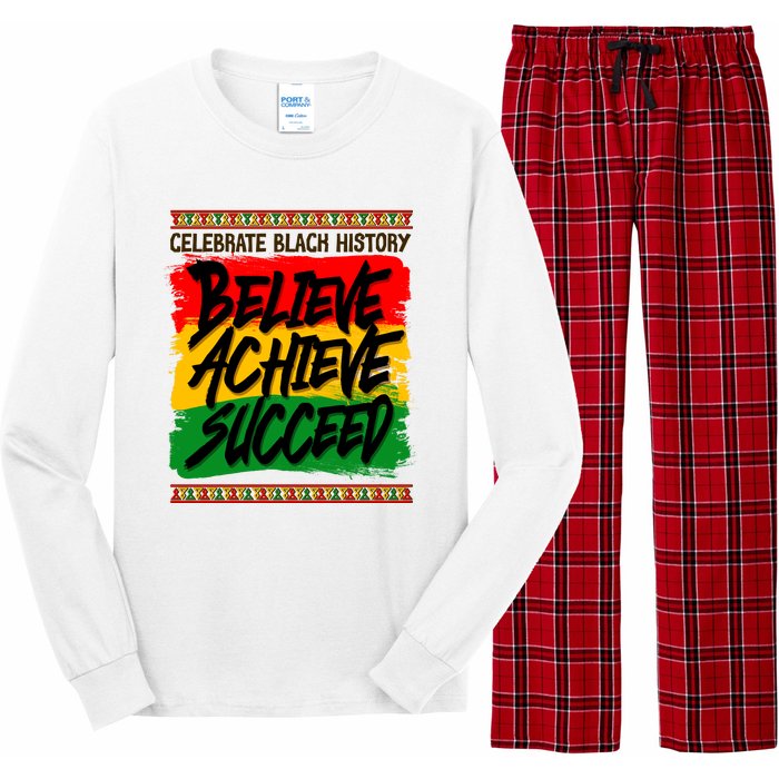 Celebrate Black History Believe Achieve Succeed Long Sleeve Pajama Set