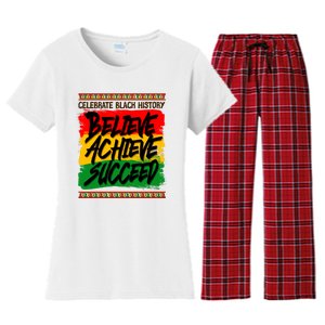 Celebrate Black History Believe Achieve Succeed Women's Flannel Pajama Set