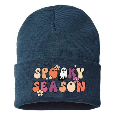 Cute Boo Halloween Graphic Spooky Season All Hallows Eve Sustainable Knit Beanie