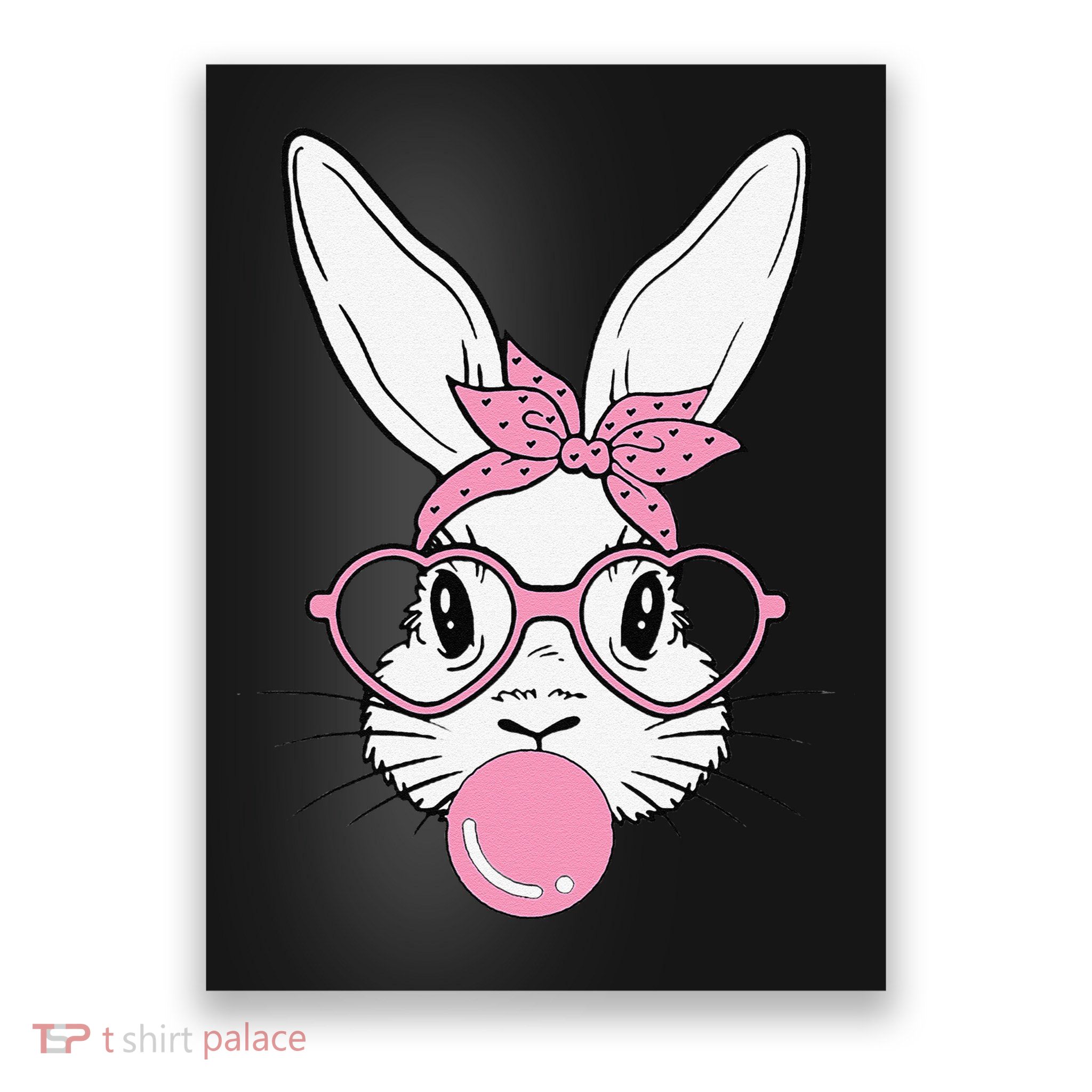 Cute Bunny Heart Glasses Bubblegum For Women Easter Day Poster