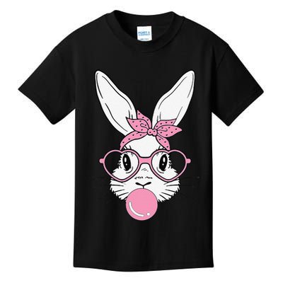 Cute Bunny Heart Glasses Bubblegum For Women Easter Day Kids T-Shirt