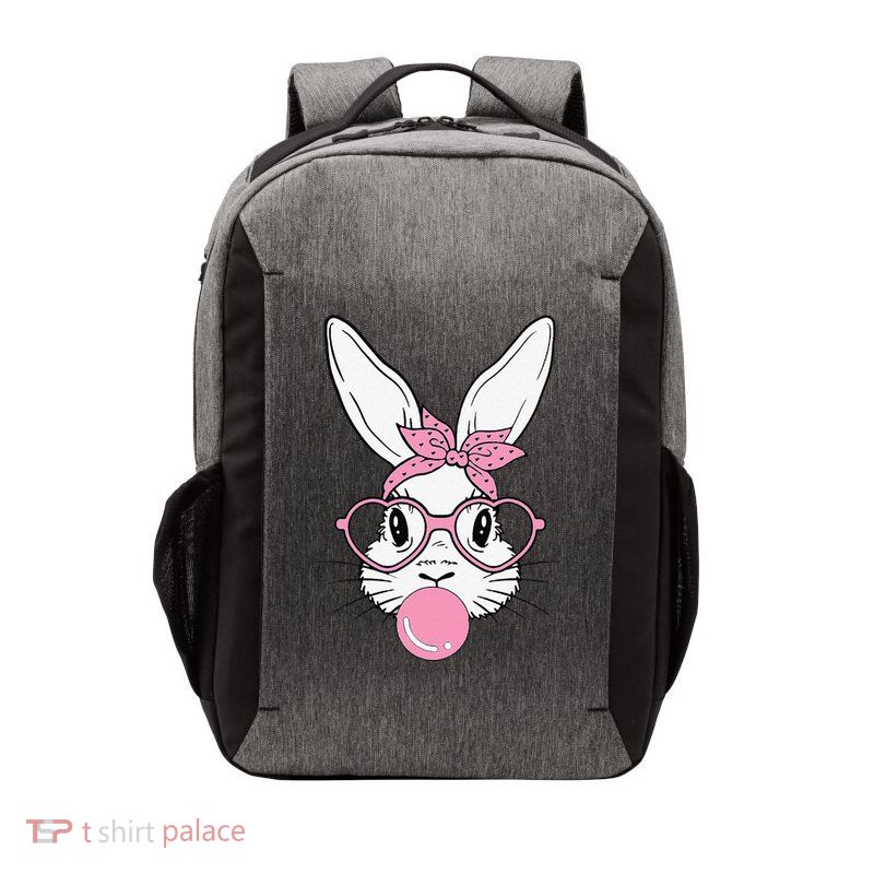 Cute Bunny Heart Glasses Bubblegum For Women Easter Day Vector Backpack