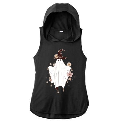 Cute Boho Halloween Ghost Ladies PosiCharge Tri-Blend Wicking Draft Hoodie Tank