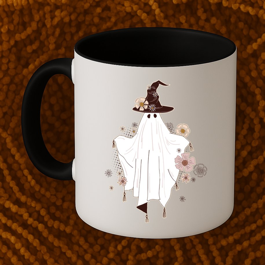 Cute Boho Halloween Ghost Mug