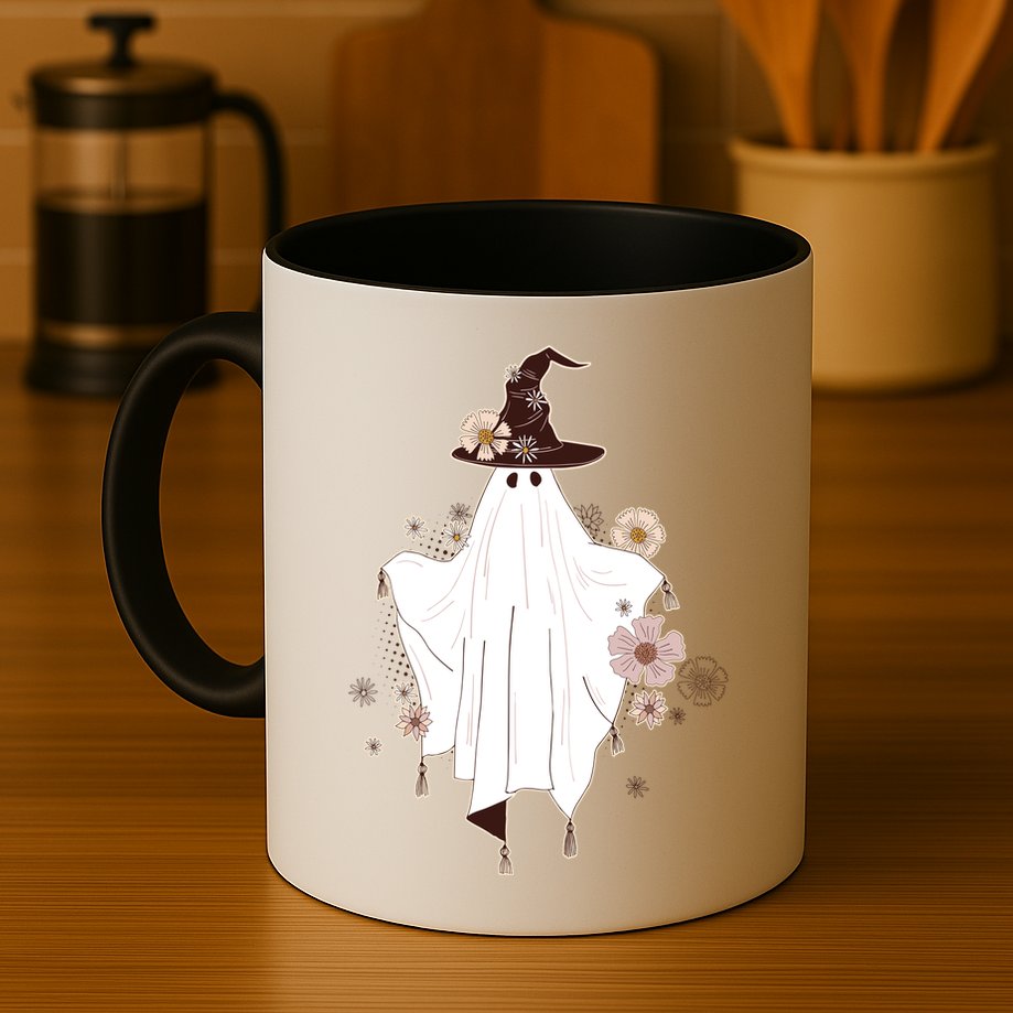 Cute Boho Halloween Ghost Mug