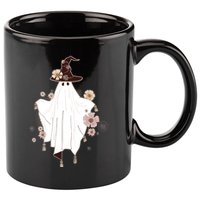 Cute Boho Halloween Ghost 11oz C Handle Ceramic Mug