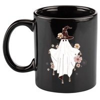 Cute Boho Halloween Ghost 11oz C Handle Ceramic Mug
