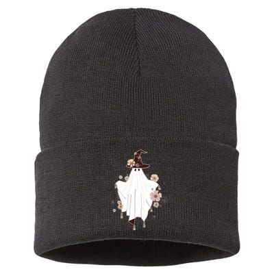 Cute Boho Halloween Ghost Sustainable Knit Beanie