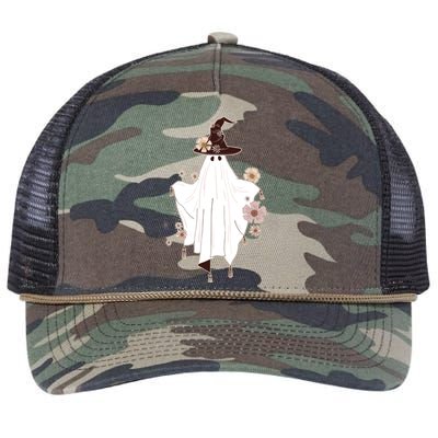 Cute Boho Halloween Ghost Retro Rope Trucker Hat Cap