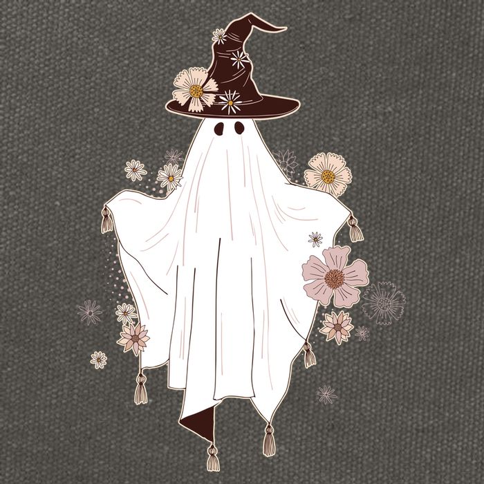 Cute Boho Halloween Ghost Cotton Canvas Backpack