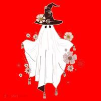 Cute Boho Halloween Ghost Flatbill Hat