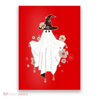 Cute Boho Halloween Ghost Poster
