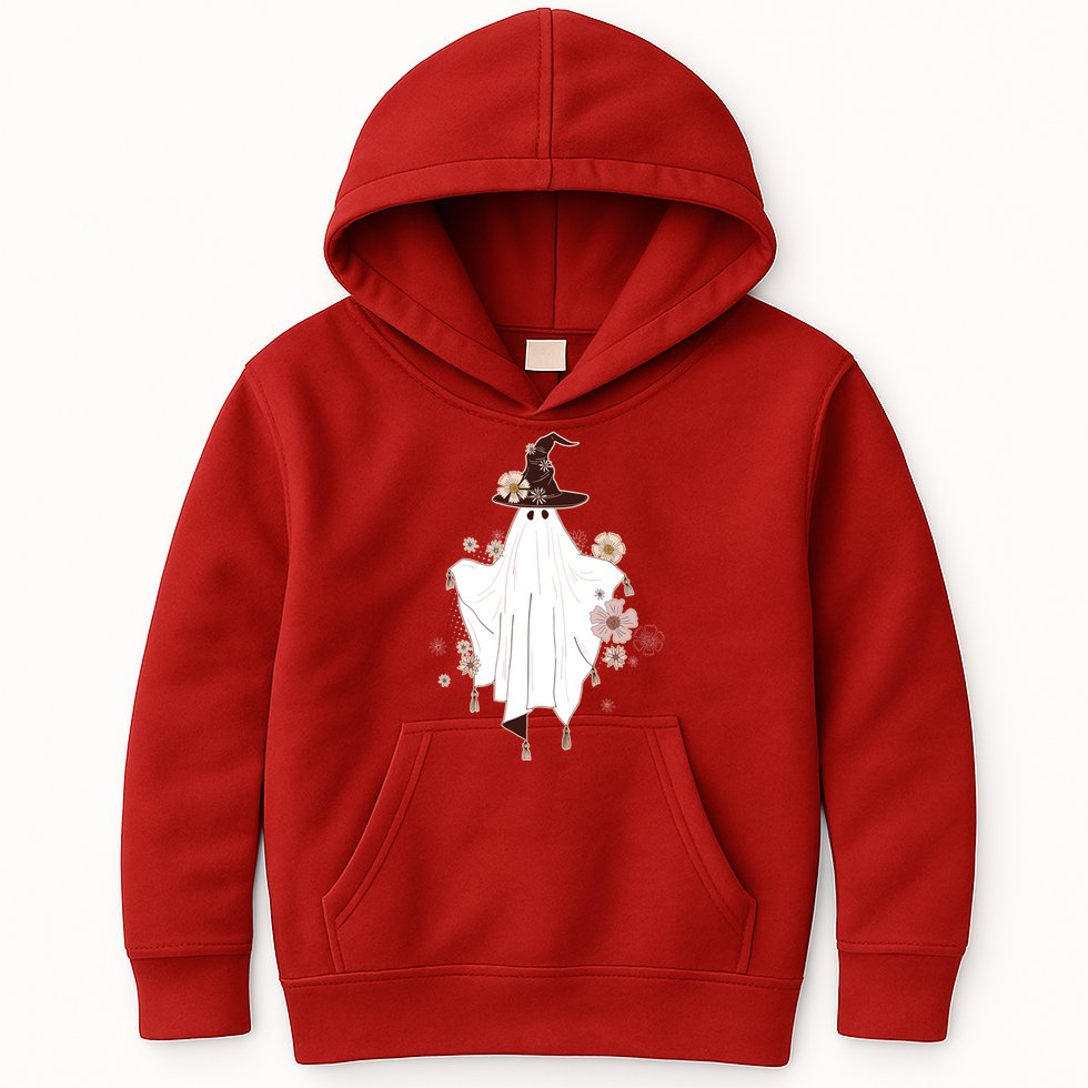 Cute Boho Halloween Ghost Kids Hoodie