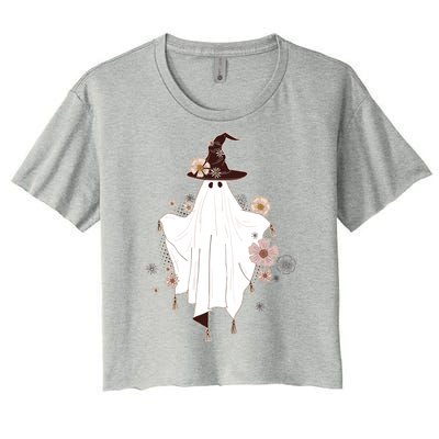 Cute Boho Halloween Ghost Women's Crop Top Tee