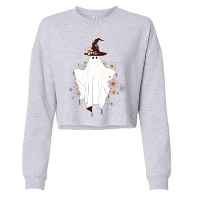 Cute Boho Halloween Ghost Cropped Pullover Crew