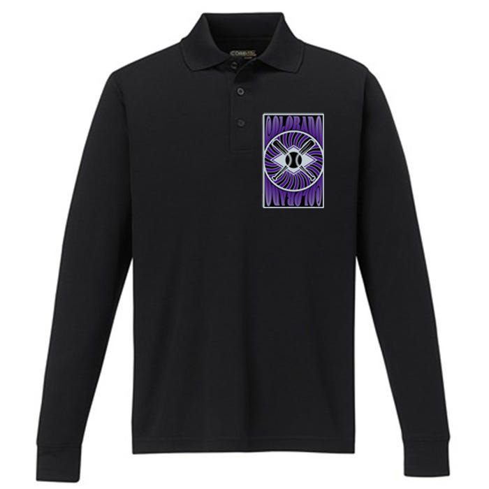 Colorado Baseball Hippie Performance Long Sleeve Polo