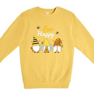 Cute Bee Happy Beekeeping Gnome Beekeeper Apiarist Gift Premium Crewneck Sweatshirt