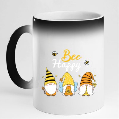 Cute Bee Happy Beekeeping Gnome Beekeeper Apiarist Gift 11oz Black Color Changing Mug