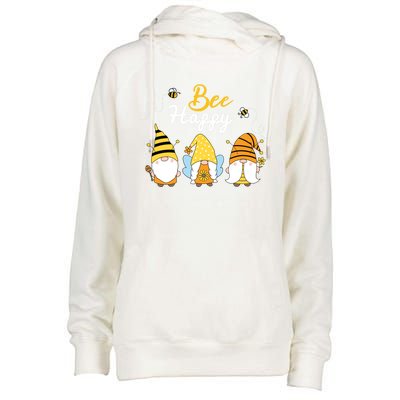 Cute Bee Happy Beekeeping Gnome Beekeeper Apiarist Gift Womens Funnel Neck Pullover Hood