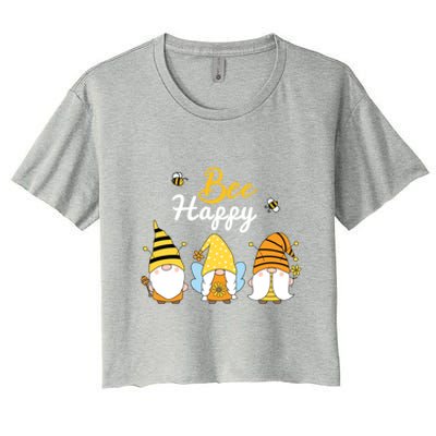 Cute Bee Happy Beekeeping Gnome Beekeeper Apiarist Gift Women's Crop Top Tee