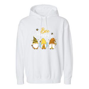 Cute Bee Happy Beekeeping Gnome Beekeeper Apiarist Gift Garment-Dyed Fleece Hoodie