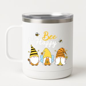 Cute Bee Happy Beekeeping Gnome Beekeeper Apiarist Gift 12 oz Stainless Steel Tumbler Cup