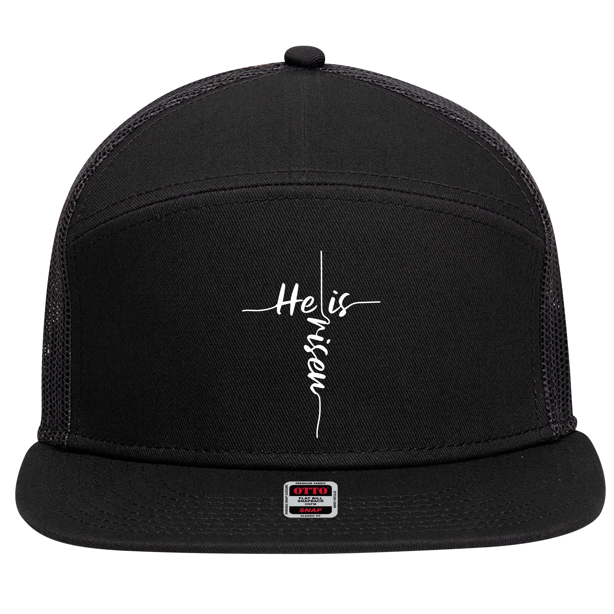 Christian Bible He Is Risen Easter Day Jesus Cross Religious 7 Panel Mesh Trucker Snapback Hat
