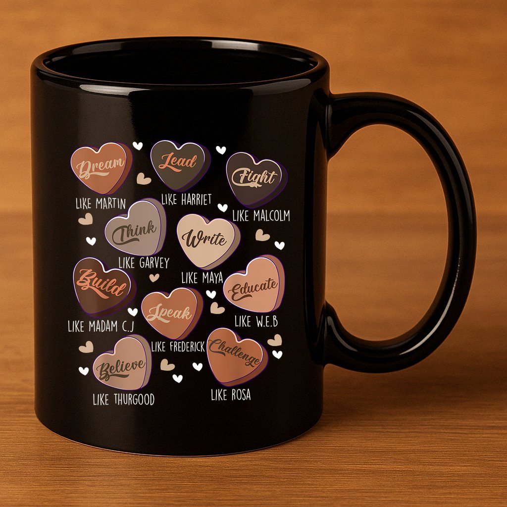 Celebrating Black History With Educated Leader Hearts 11oz C Handle Ceramic Mug