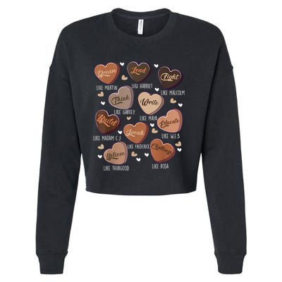 Celebrating Black History With Educated Leader Hearts Cropped Pullover Crew