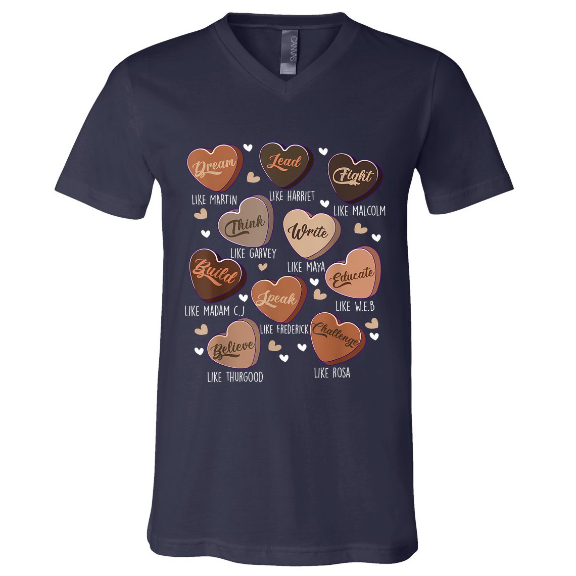 Celebrating Black History With Educated Leader Hearts V-Neck T-Shirt