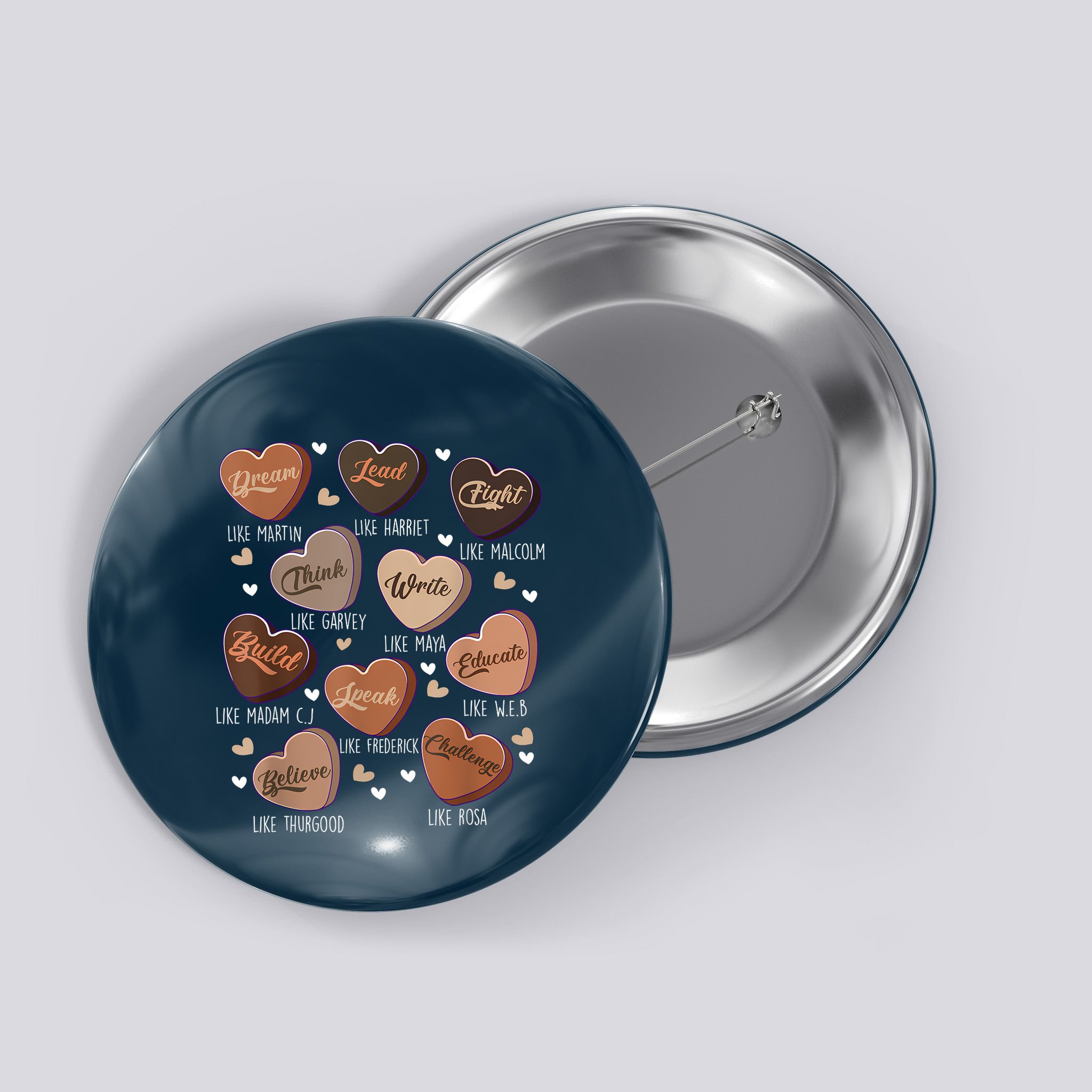 Celebrating Black History With Educated Leader Hearts Button