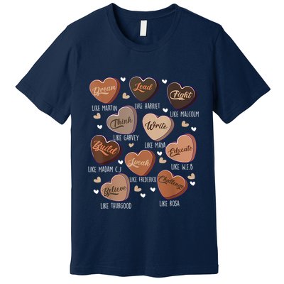 Celebrating Black History With Educated Leader Hearts Premium T-Shirt