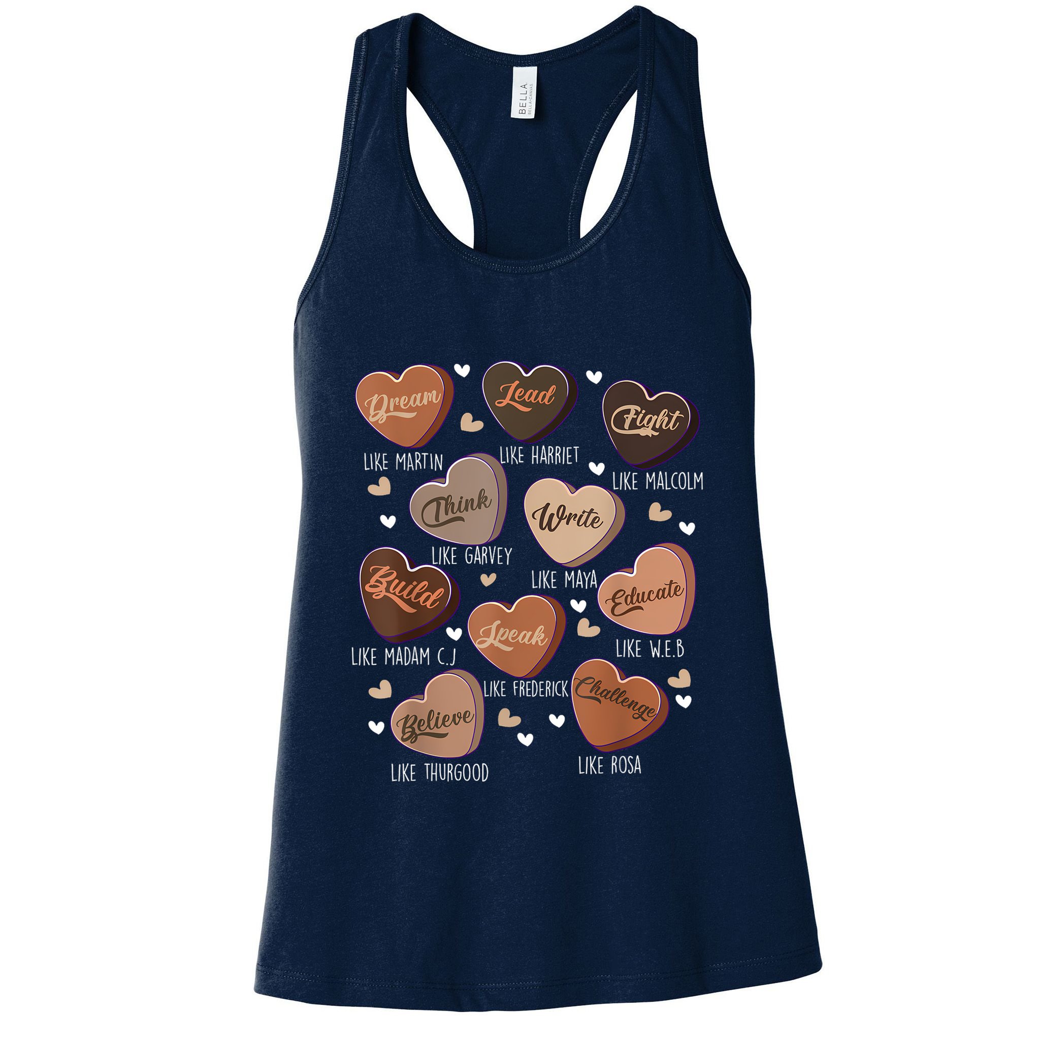 Celebrating Black History With Educated Leader Hearts Womens Tank Top