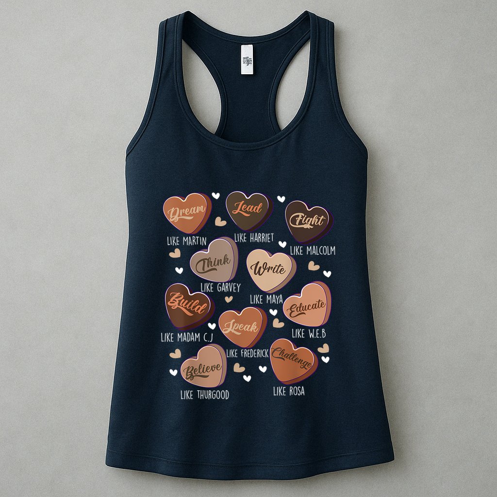 Celebrating Black History With Educated Leader Hearts Womens Tank Top