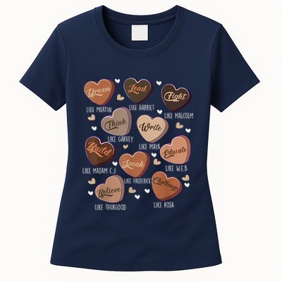 Celebrating Black History With Educated Leader Hearts Womens T-Shirt