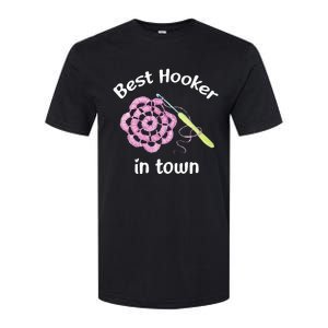 Crochet Best Hooker In Town Funny Yarn Softstyle CVC T-Shirt