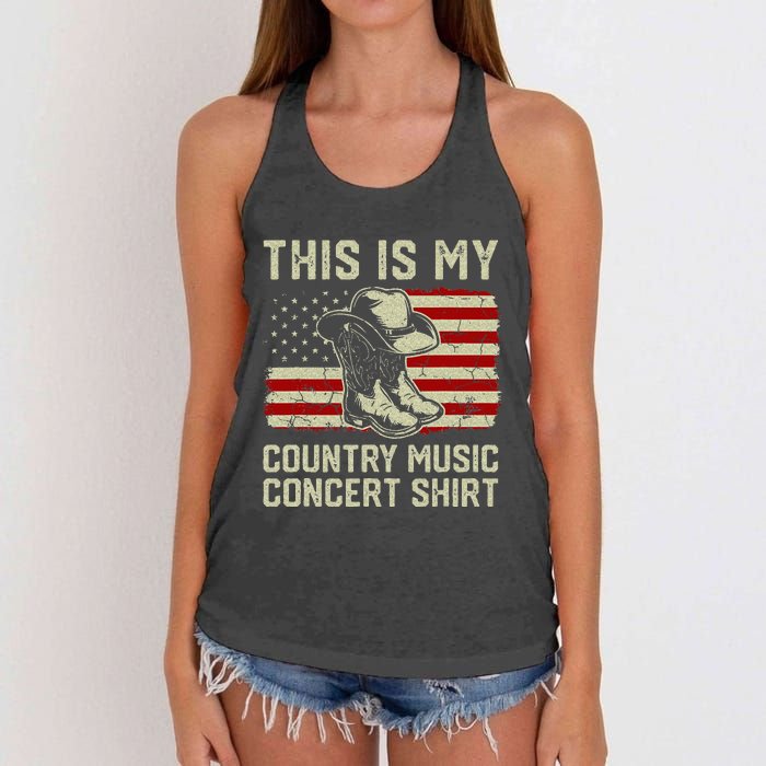 Cowboy Boots Hat This Is My Country Music Concert Women's Knotted Racerback Tank