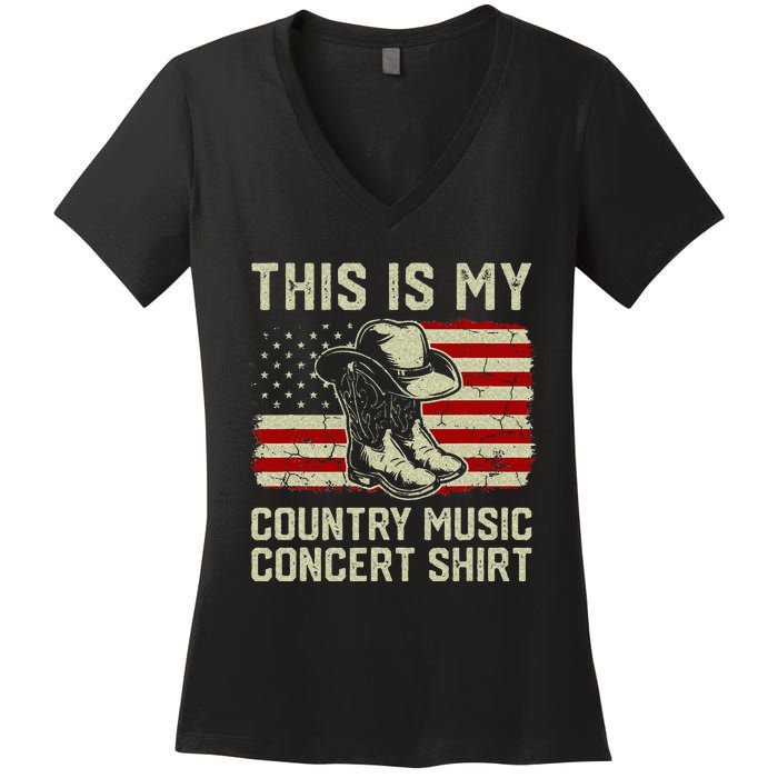 Cowboy Boots Hat This Is My Country Music Concert Women's V-Neck T-Shirt