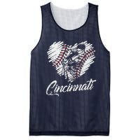 Cincinnati Baseball Heart Distressed Vintage Baseball Fans Mesh Reversible Basketball Jersey Tank