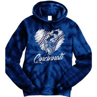 Cincinnati Baseball Heart Distressed Vintage Baseball Fans Tie Dye Hoodie