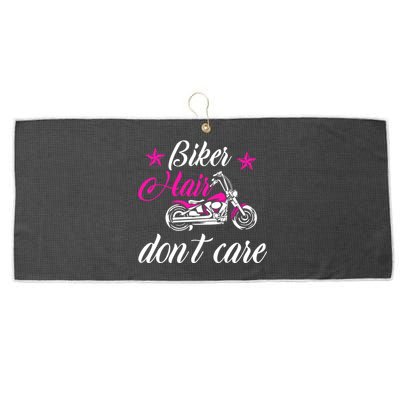 Cute Biker Hair Don't Care Quote Motorcycle Riders Gift Large Microfiber Waffle Golf Towel