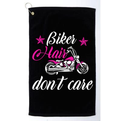 Cute Biker Hair Don't Care Quote Motorcycle Riders Gift Platinum Collection Golf Towel