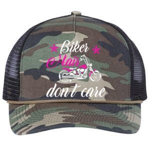 Cute Biker Hair Don't Care Quote Motorcycle Riders Gift Retro Rope Trucker Hat Cap