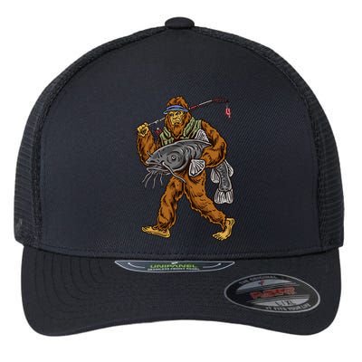 Catfishing Bigfoot Hunting Catfishermen Flexfit Unipanel Trucker Cap