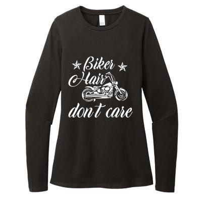 Cute Biker Hair Don't Care Quote Motorcycle Riders Cool Gift Womens CVC Long Sleeve Shirt