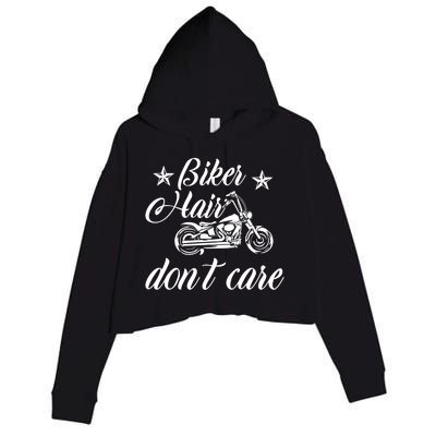 Cute Biker Hair Don't Care Quote Motorcycle Riders Cool Gift Crop Fleece Hoodie