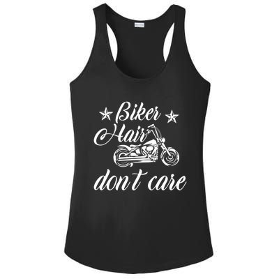 Cute Biker Hair Don't Care Quote Motorcycle Riders Cool Gift Ladies PosiCharge Competitor Racerback Tank