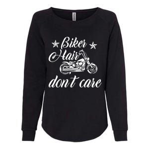 Cute Biker Hair Don't Care Quote Motorcycle Riders Cool Gift Womens California Wash Sweatshirt