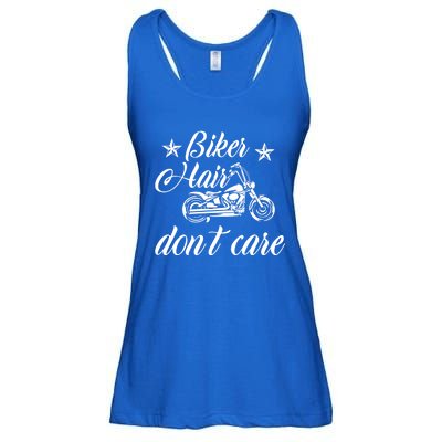 Cute Biker Hair Don't Care Quote Motorcycle Riders Cool Gift Ladies Essential Flowy Tank