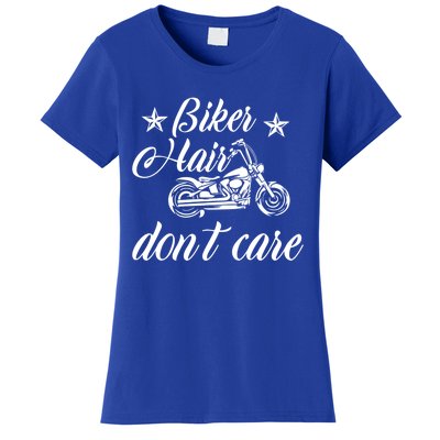 Cute Biker Hair Don't Care Quote Motorcycle Riders Cool Gift Women's T-Shirt